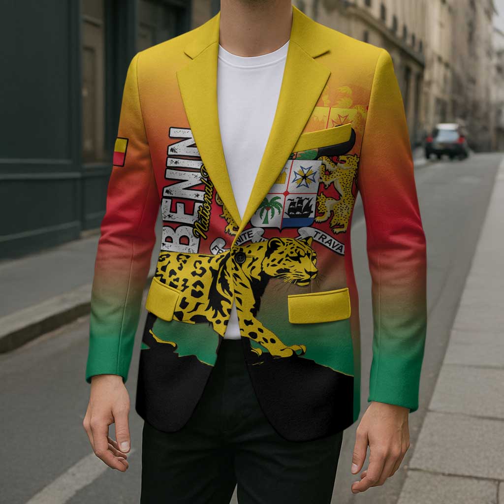 Personalized Benin National Day Blazer Leopard With Coat Of Arms - Wonder Print Shop