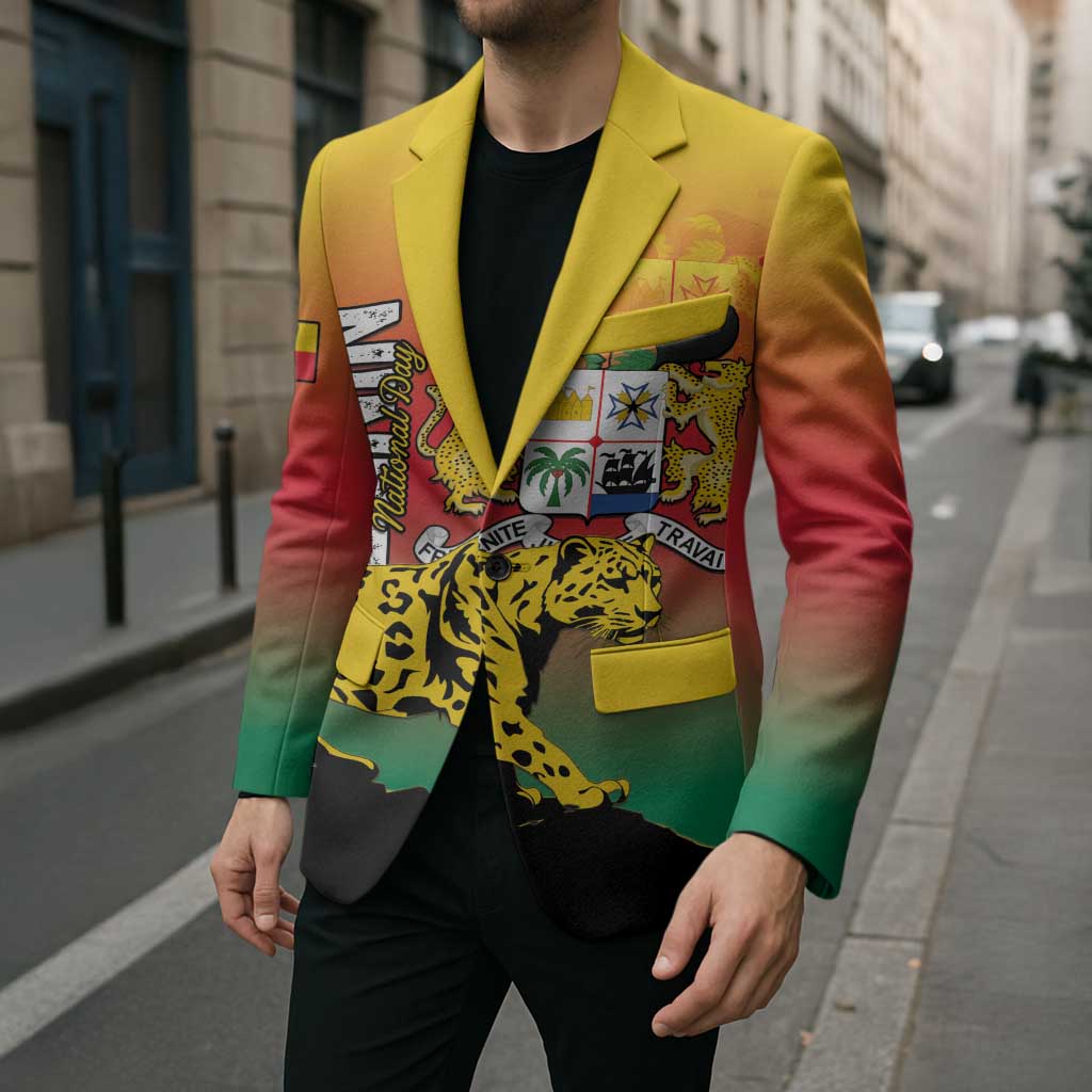 Personalized Benin National Day Blazer Leopard With Coat Of Arms - Wonder Print Shop