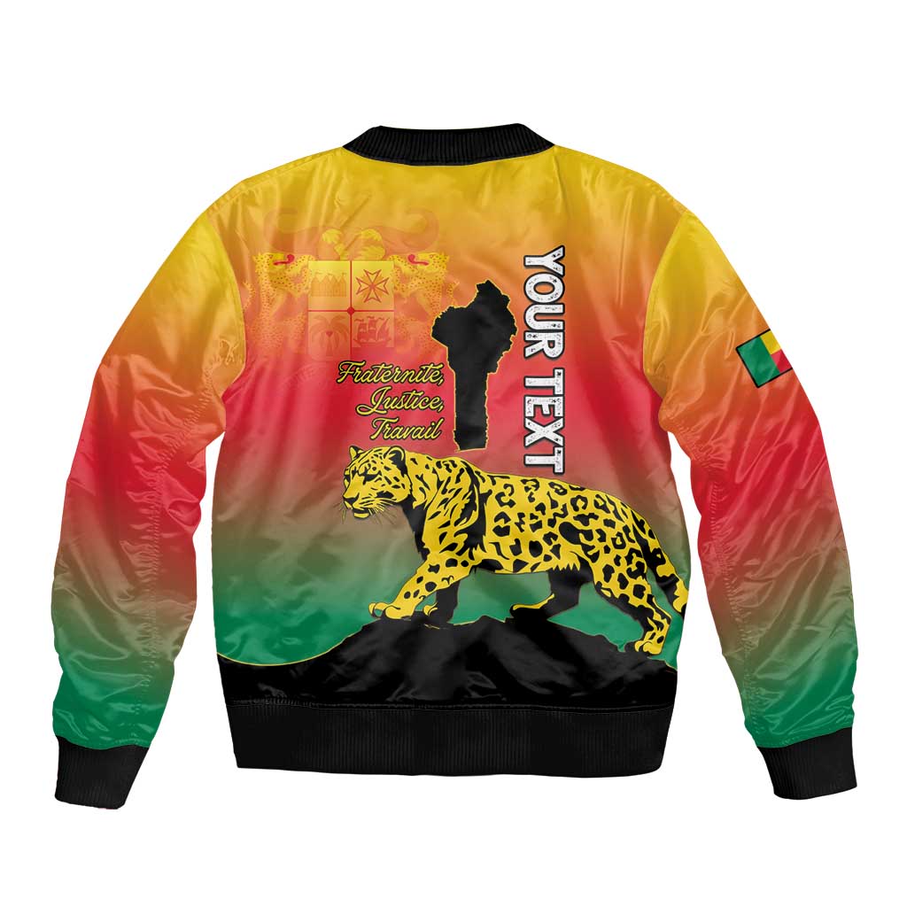Personalized Benin National Day Bomber Jacket Leopard With Coat Of Arms - Wonder Print Shop