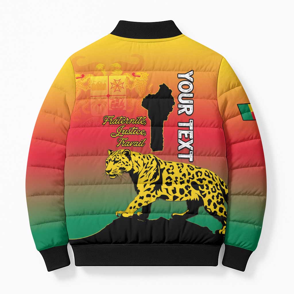 Personalized Benin National Day Bomber Puffer Jacket Leopard With Coat Of Arms - Wonder Print Shop