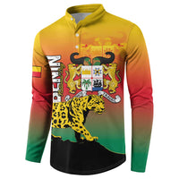 Personalized Benin National Day Button Sweatshirt Leopard With Coat Of Arms - Wonder Print Shop