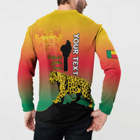 Personalized Benin National Day Button Sweatshirt Leopard With Coat Of Arms - Wonder Print Shop
