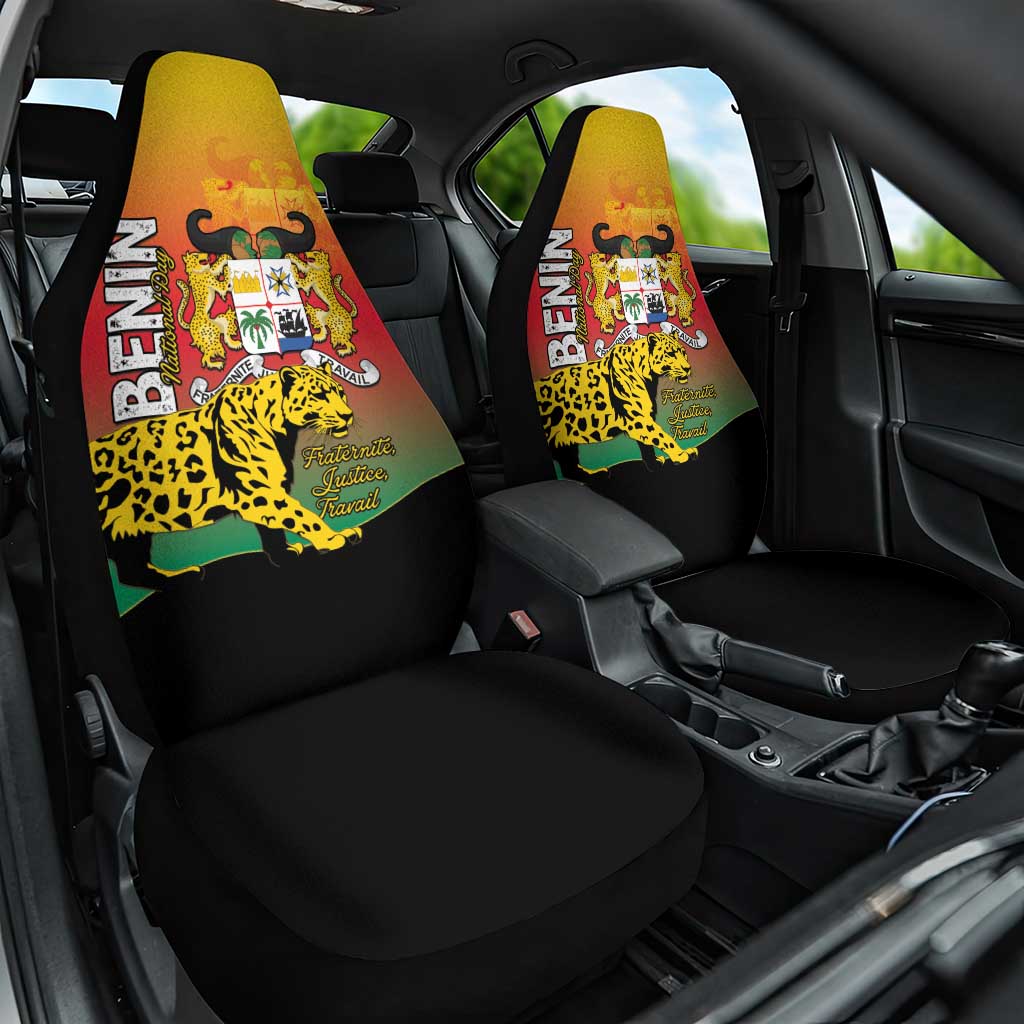 Benin National Day Car Seat Cover Leopard With Coat Of Arms - Wonder Print Shop