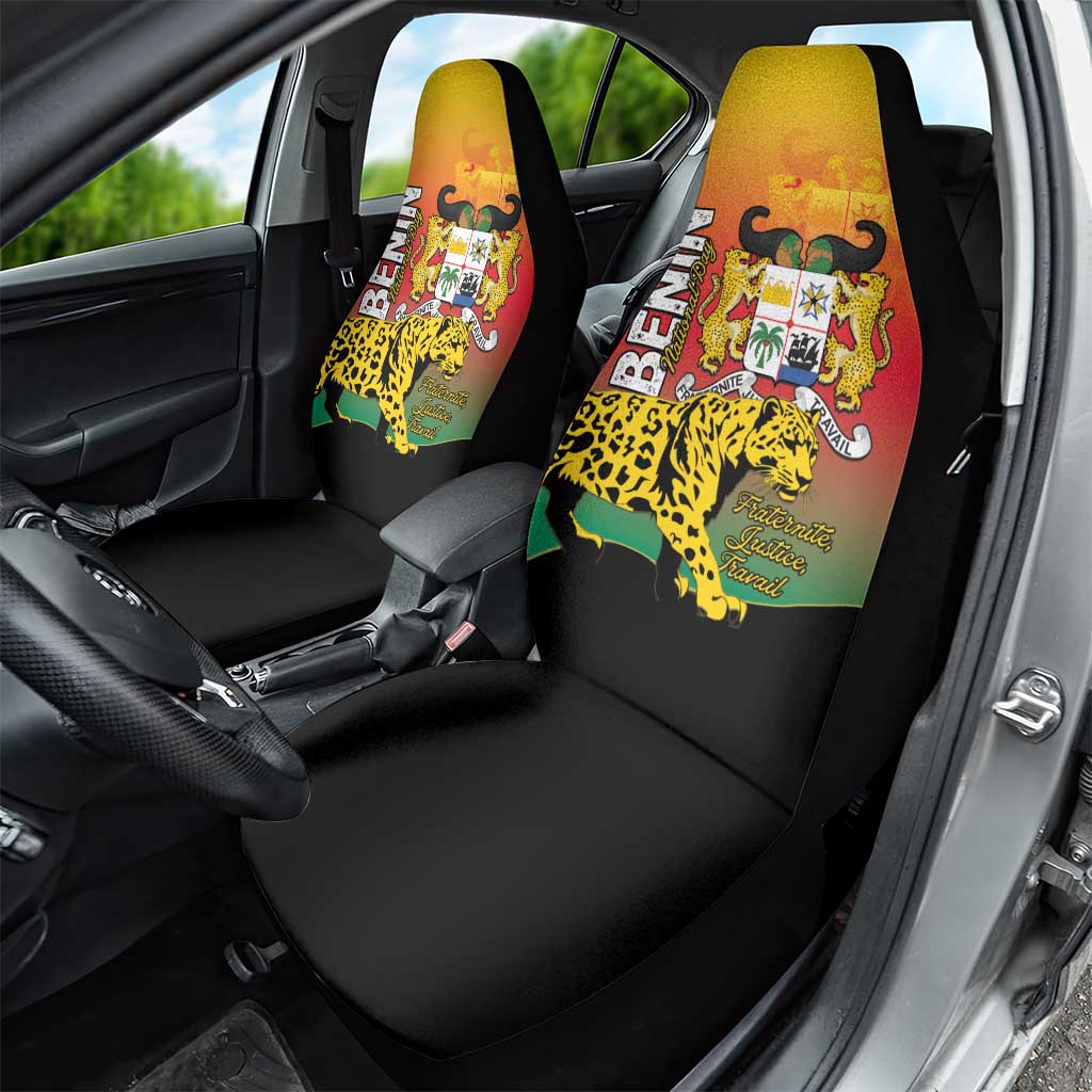 Benin National Day Car Seat Cover Leopard With Coat Of Arms - Wonder Print Shop
