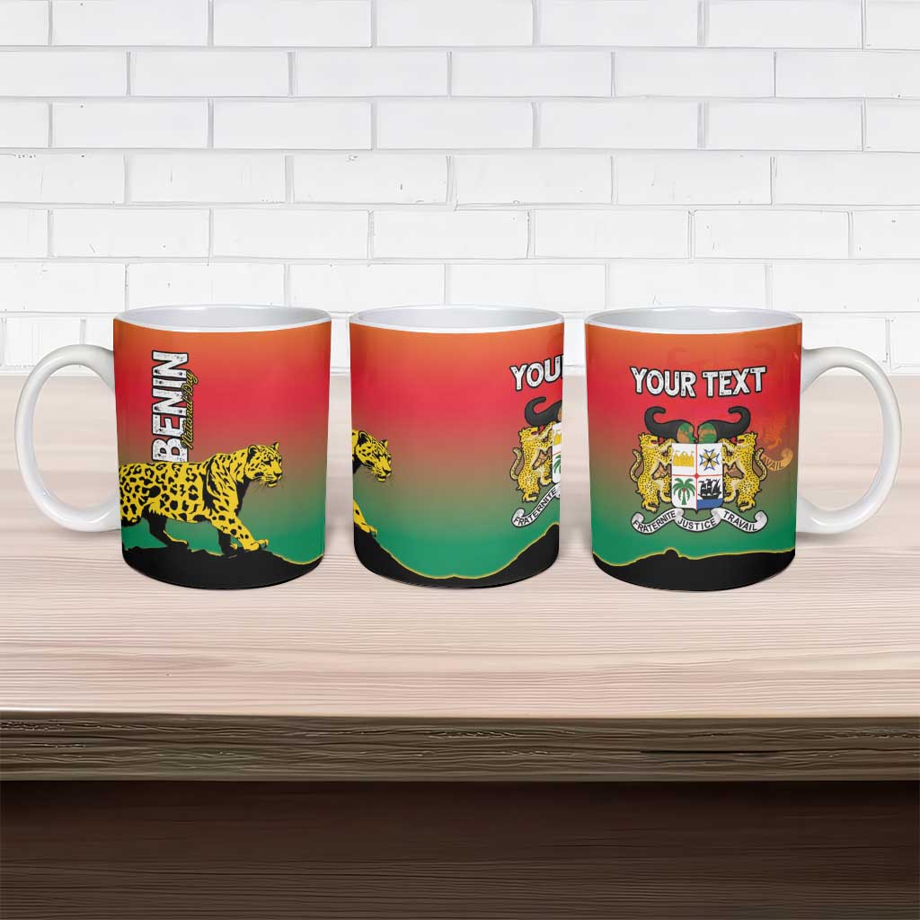 Personalized Benin National Day Ceramic Mug Leopard With Coat Of Arms - Wonder Print Shop