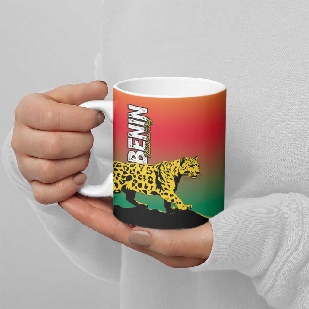 Personalized Benin National Day Ceramic Mug Leopard With Coat Of Arms - Wonder Print Shop