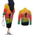 Personalized Benin National Day Couples Matching Off The Shoulder Long Sleeve Dress and Long Sleeve Button Shirt Leopard With Coat Of Arms - Wonder Print Shop