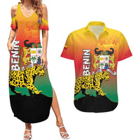 Personalized Benin National Day Couples Matching Summer Maxi Dress and Hawaiian Shirt Leopard With Coat Of Arms - Wonder Print Shop