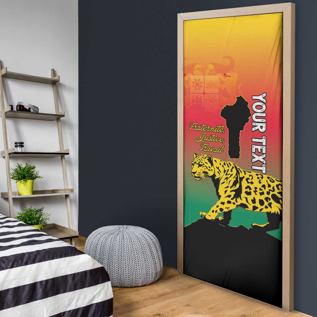Personalized Benin National Day Door Cover Leopard With Coat Of Arms - Wonder Print Shop