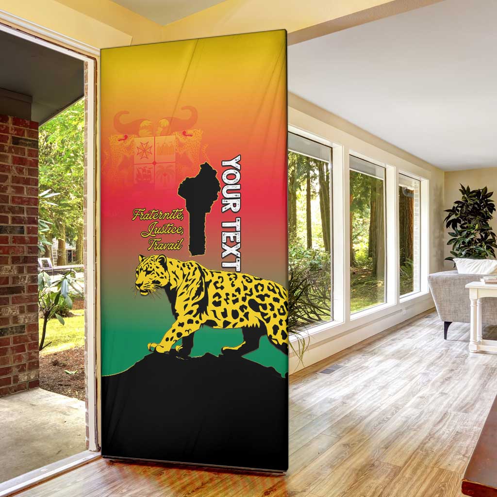 Personalized Benin National Day Door Cover Leopard With Coat Of Arms - Wonder Print Shop