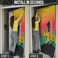 Personalized Benin National Day Door Cover Leopard With Coat Of Arms - Wonder Print Shop