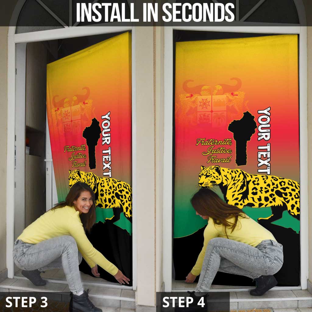 Personalized Benin National Day Door Cover Leopard With Coat Of Arms - Wonder Print Shop