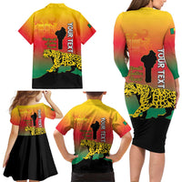 Personalized Benin National Day Family Matching Long Sleeve Bodycon Dress and Hawaiian Shirt Leopard With Coat Of Arms - Wonder Print Shop