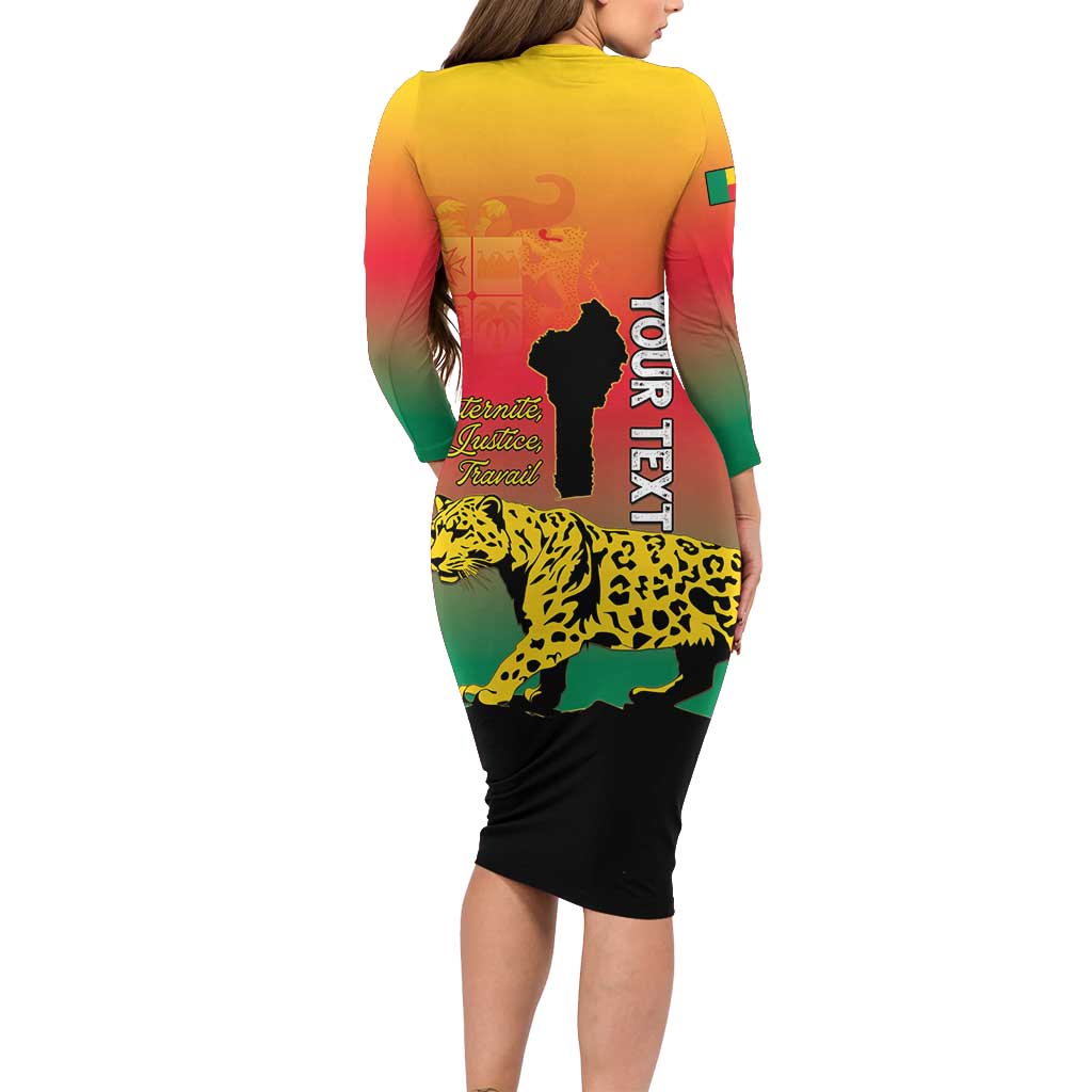 Personalized Benin National Day Family Matching Long Sleeve Bodycon Dress and Hawaiian Shirt Leopard With Coat Of Arms - Wonder Print Shop