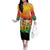 Personalized Benin National Day Family Matching Off The Shoulder Long Sleeve Dress and Hawaiian Shirt Leopard With Coat Of Arms - Wonder Print Shop