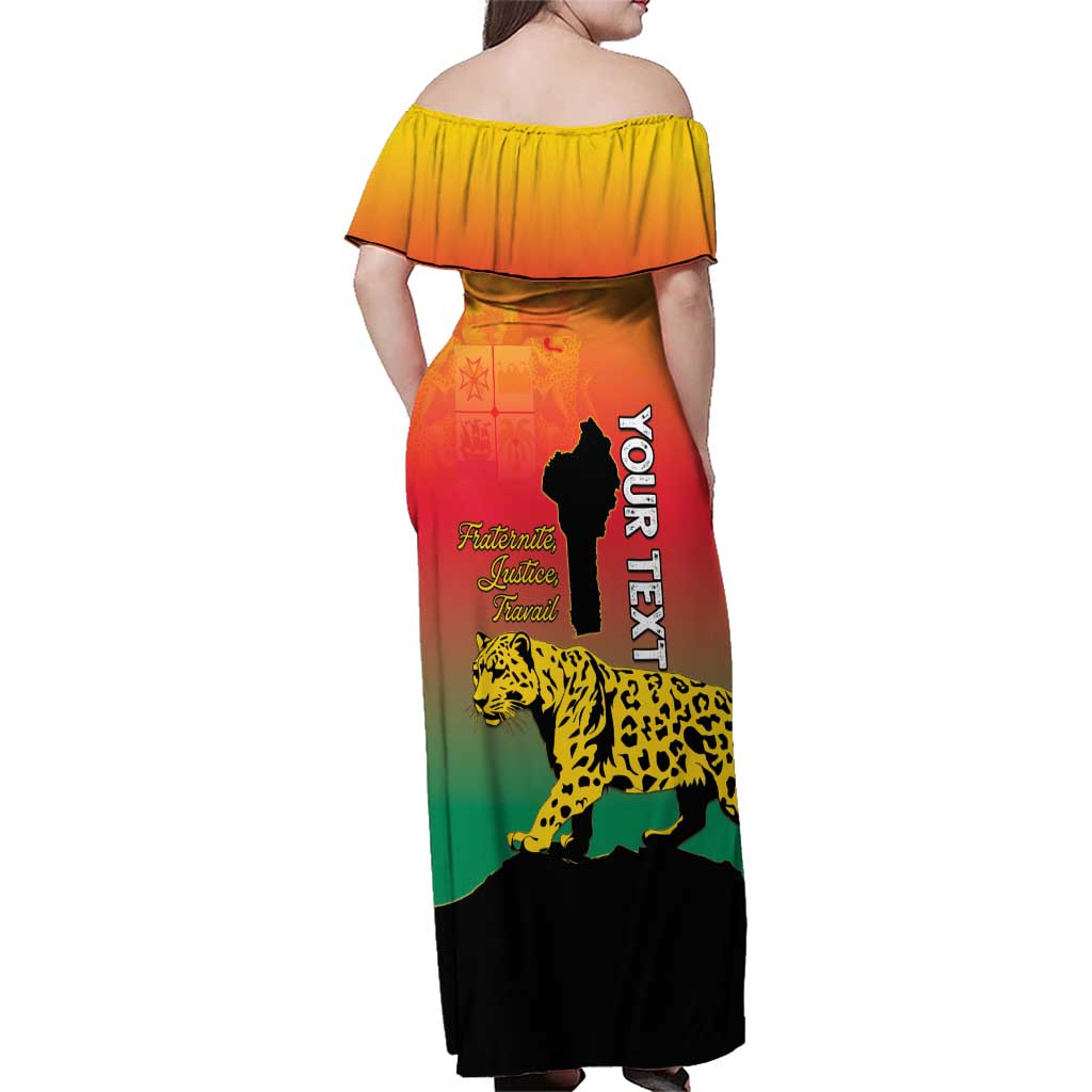 Personalized Benin National Day Family Matching Off Shoulder Maxi Dress and Hawaiian Shirt Leopard With Coat Of Arms - Wonder Print Shop