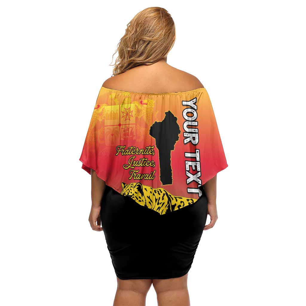 Personalized Benin National Day Family Matching Off Shoulder Short Dress and Hawaiian Shirt Leopard With Coat Of Arms - Wonder Print Shop