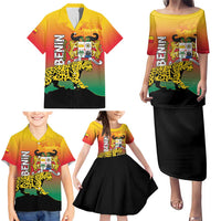 Personalized Benin National Day Family Matching Puletasi and Hawaiian Shirt Leopard With Coat Of Arms - Wonder Print Shop