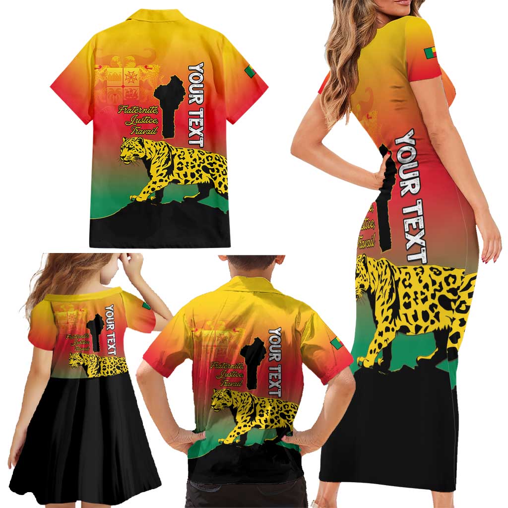 Personalized Benin National Day Family Matching Short Sleeve Bodycon Dress and Hawaiian Shirt Leopard With Coat Of Arms - Wonder Print Shop