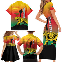 Personalized Benin National Day Family Matching Short Sleeve Bodycon Dress and Hawaiian Shirt Leopard With Coat Of Arms - Wonder Print Shop