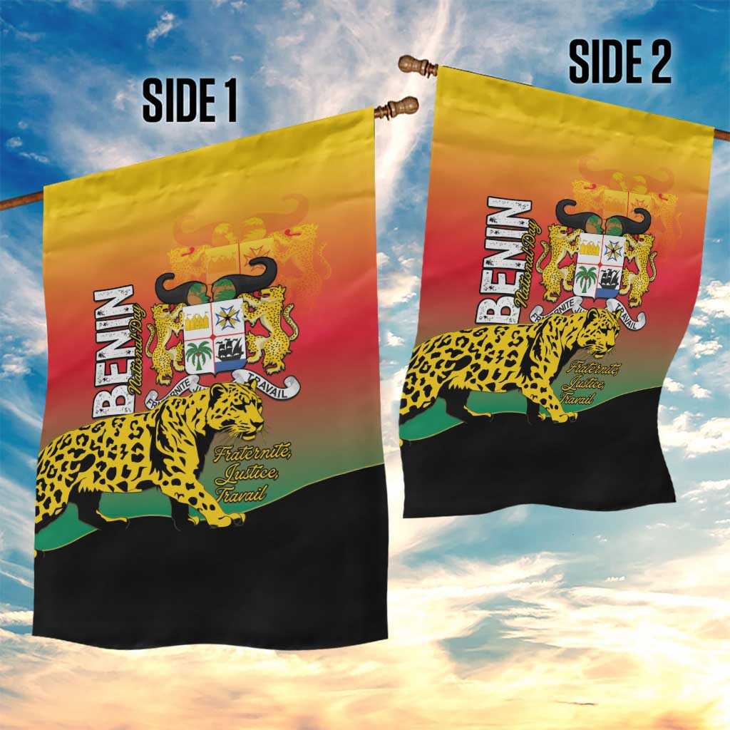 Benin National Day Garden Flag Leopard With Coat Of Arms - Wonder Print Shop