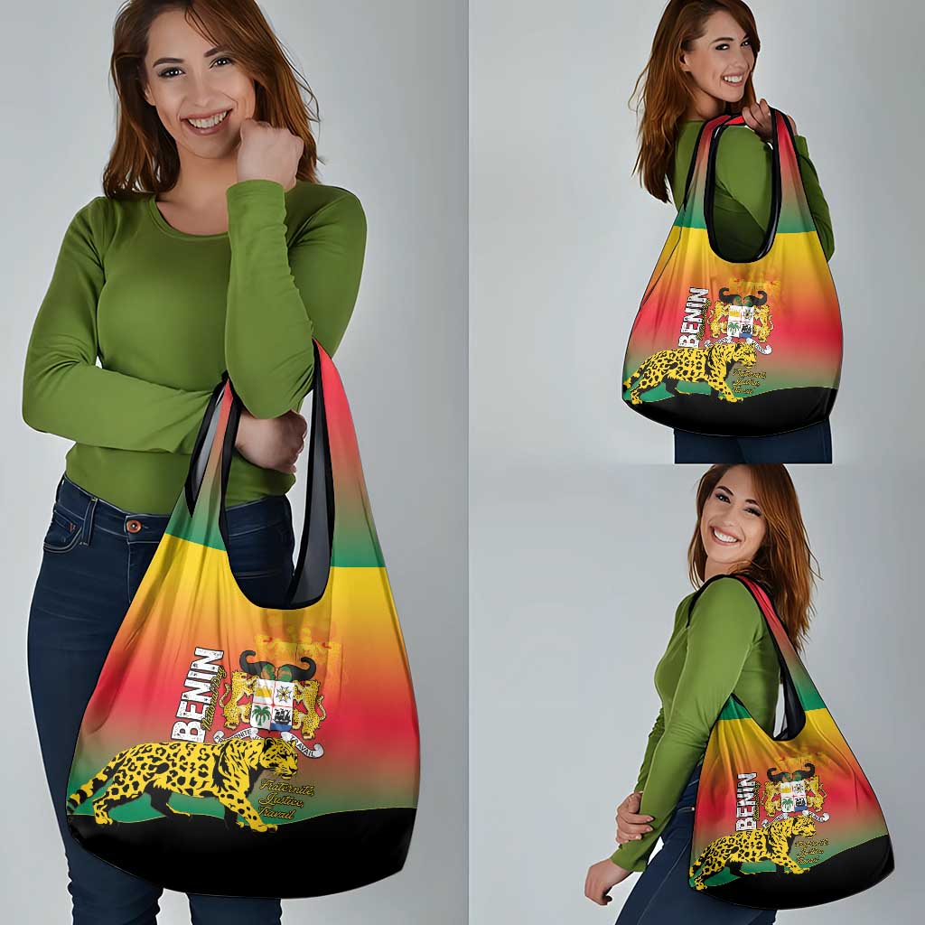 Benin National Day Grocery Bag Leopard With Coat Of Arms - Wonder Print Shop
