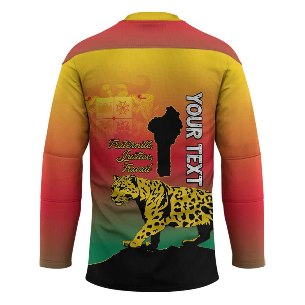 Personalized Benin National Day Hockey Jersey Leopard With Coat Of Arms - Wonder Print Shop