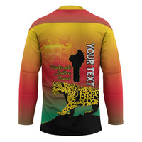 Personalized Benin National Day Hockey Jersey Leopard With Coat Of Arms - Wonder Print Shop