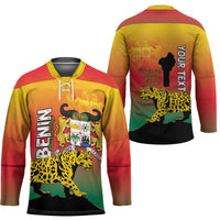 Personalized Benin National Day Hockey Jersey Leopard With Coat Of Arms - Wonder Print Shop