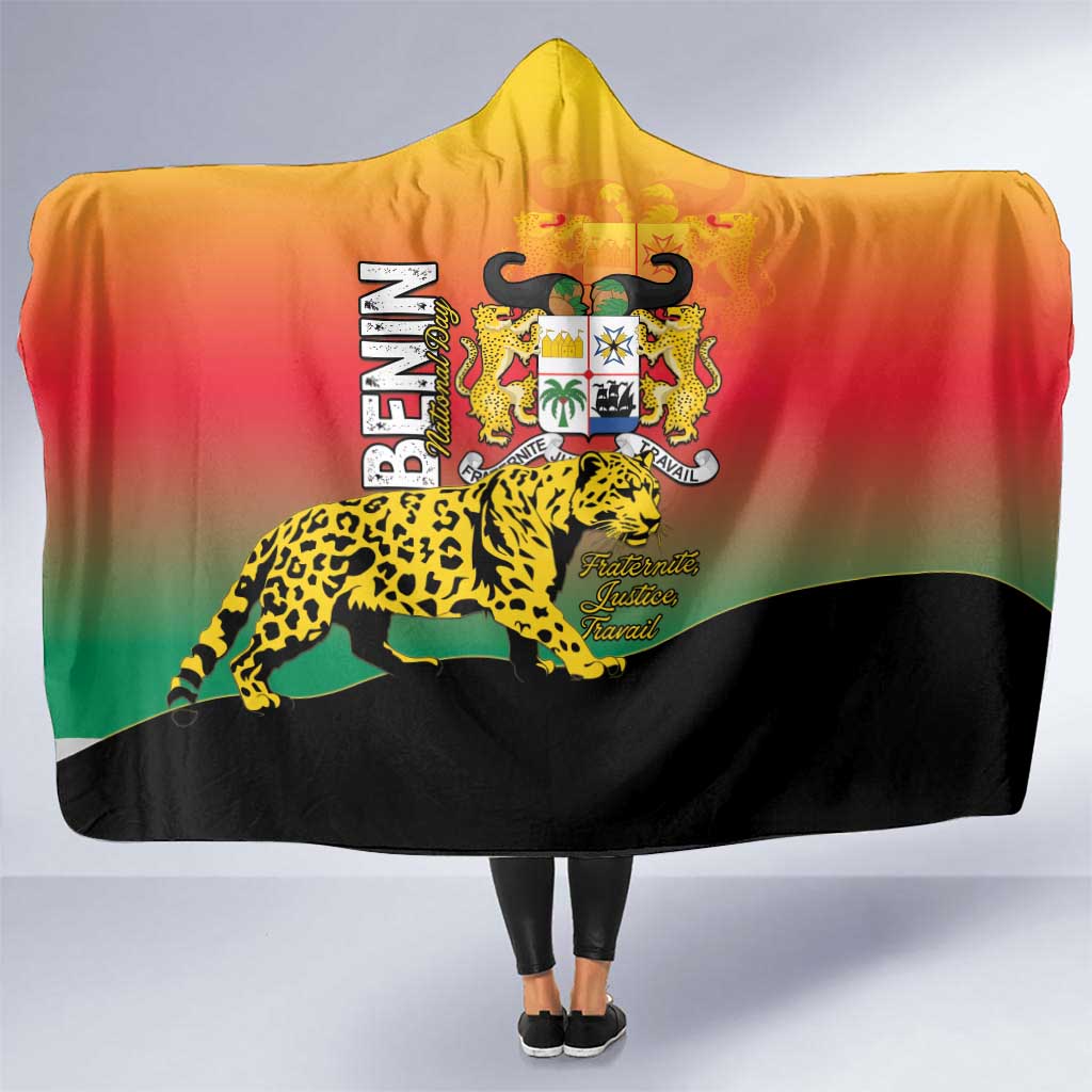 Benin National Day Hooded Blanket Leopard With Coat Of Arms - Wonder Print Shop