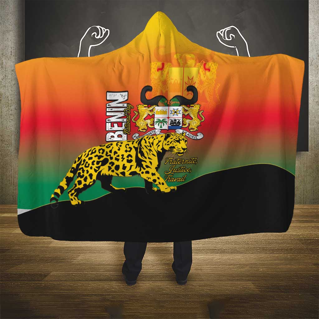 Benin National Day Hooded Blanket Leopard With Coat Of Arms - Wonder Print Shop