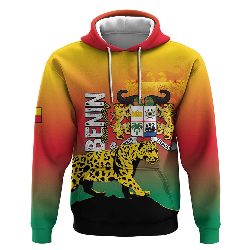 Personalized Benin National Day Hoodie Leopard With Coat Of Arms - Wonder Print Shop