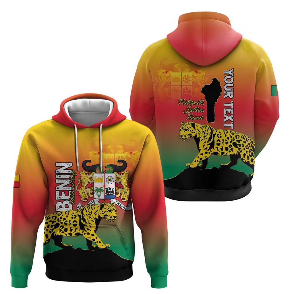 Personalized Benin National Day Hoodie Leopard With Coat Of Arms - Wonder Print Shop