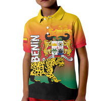 Personalized Benin National Day Kid Polo Shirt Leopard With Coat Of Arms - Wonder Print Shop