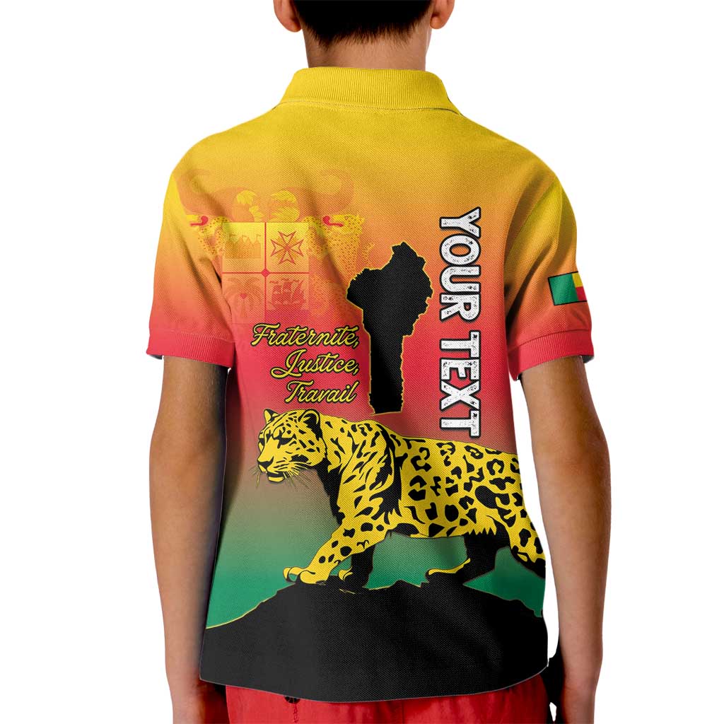 Personalized Benin National Day Kid Polo Shirt Leopard With Coat Of Arms - Wonder Print Shop