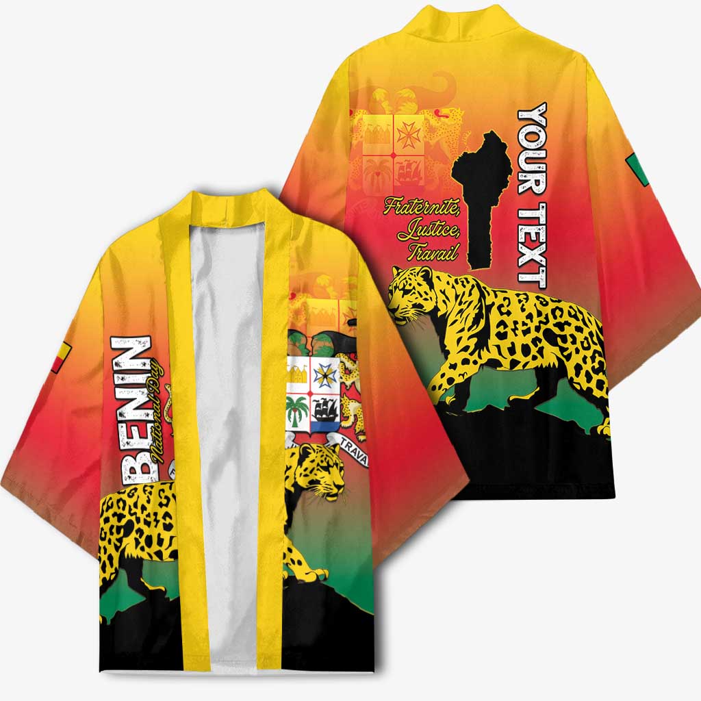 Personalized Benin National Day Kimono Leopard With Coat Of Arms - Wonder Print Shop
