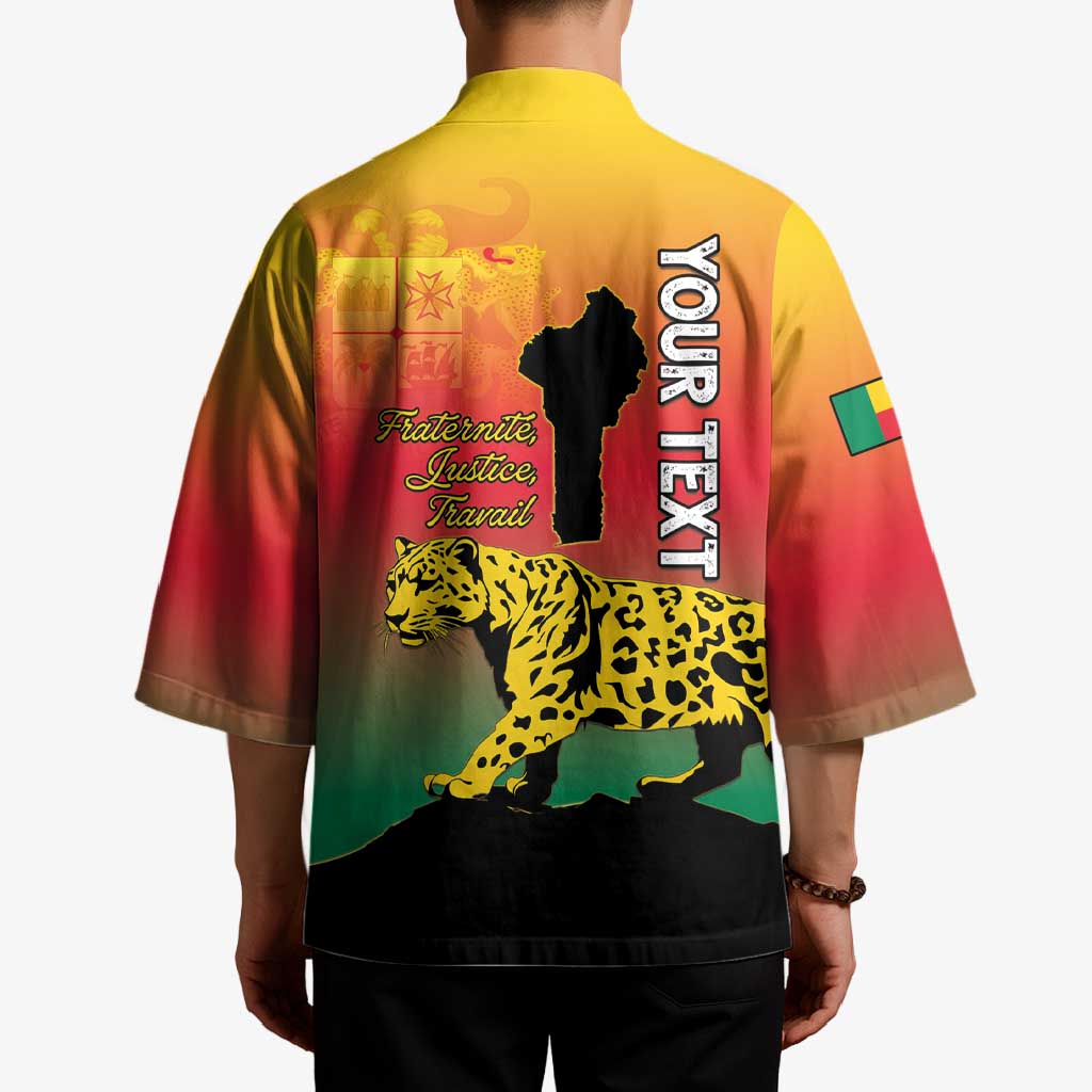 Personalized Benin National Day Kimono Leopard With Coat Of Arms - Wonder Print Shop