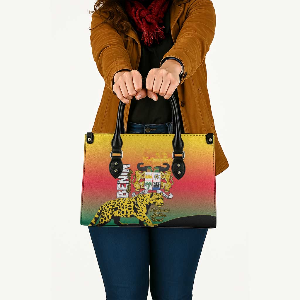 Benin National Day Leather Bag Leopard With Coat Of Arms - Wonder Print Shop