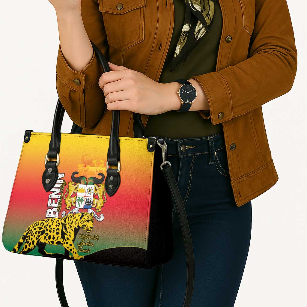 Benin National Day Leather Bag Leopard With Coat Of Arms - Wonder Print Shop