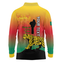Personalized Benin National Day Long Sleeve Polo Shirt Leopard With Coat Of Arms - Wonder Print Shop
