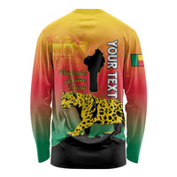Personalized Benin National Day Long Sleeve Shirt Leopard With Coat Of Arms - Wonder Print Shop