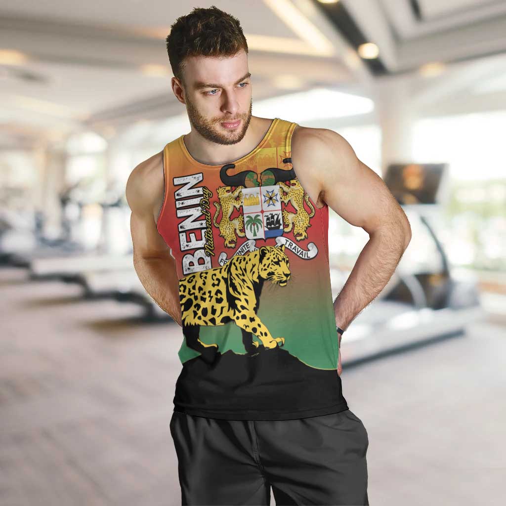 Personalized Benin National Day Men Tank Top Leopard With Coat Of Arms - Wonder Print Shop