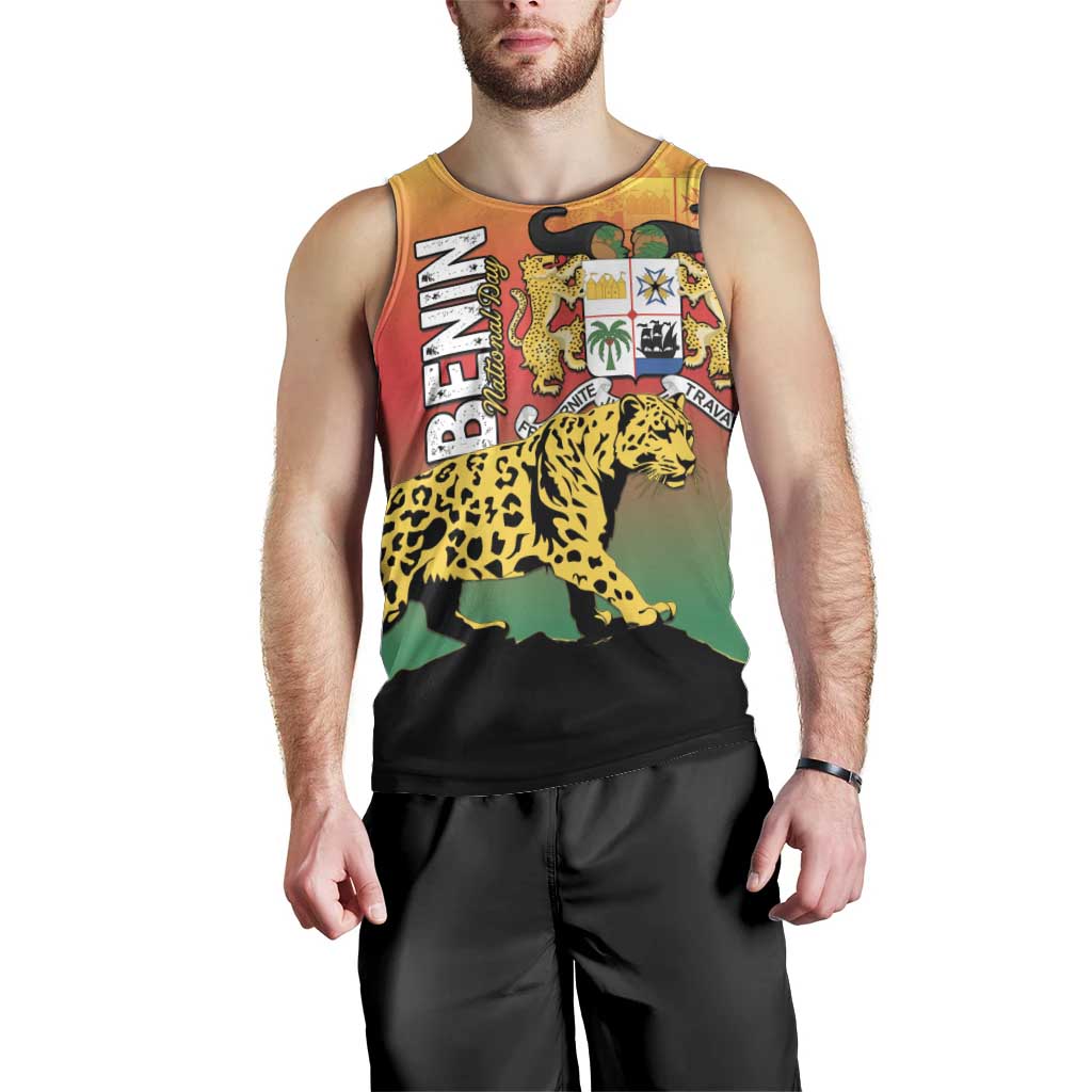 Personalized Benin National Day Men Tank Top Leopard With Coat Of Arms - Wonder Print Shop