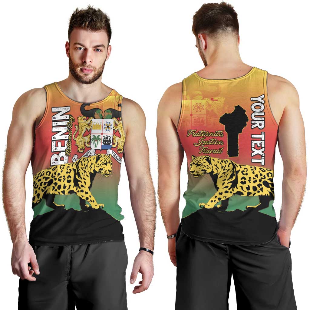 Personalized Benin National Day Men Tank Top Leopard With Coat Of Arms - Wonder Print Shop