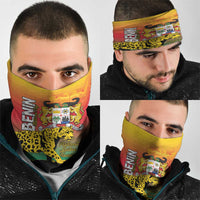Benin National Day Neck Gaiter Leopard With Coat Of Arms - Wonder Print Shop
