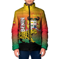 Personalized Benin National Day Padded Jacket Leopard With Coat Of Arms - Wonder Print Shop
