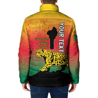 Personalized Benin National Day Padded Jacket Leopard With Coat Of Arms - Wonder Print Shop