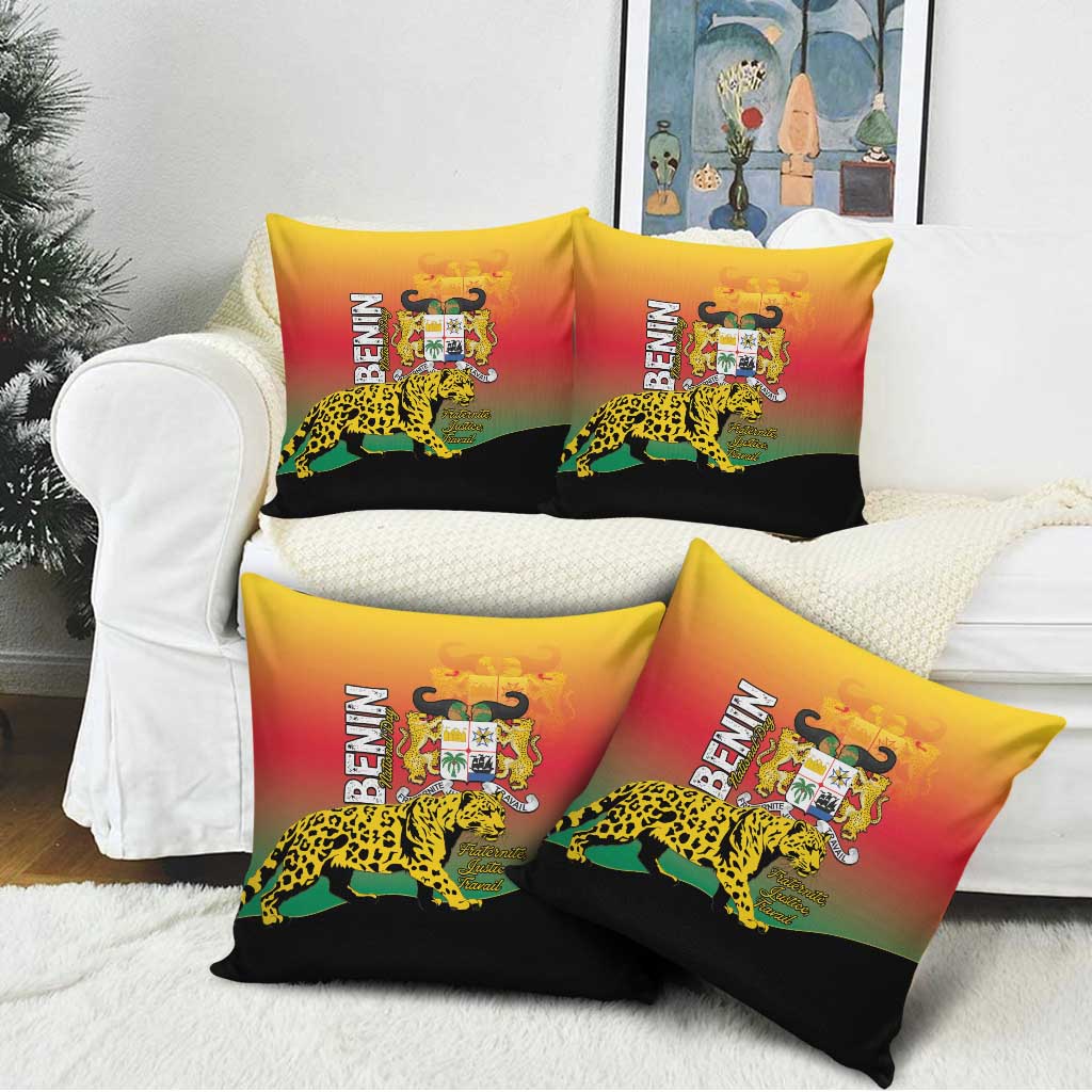 Benin National Day Pillow Cover Leopard With Coat Of Arms - Wonder Print Shop