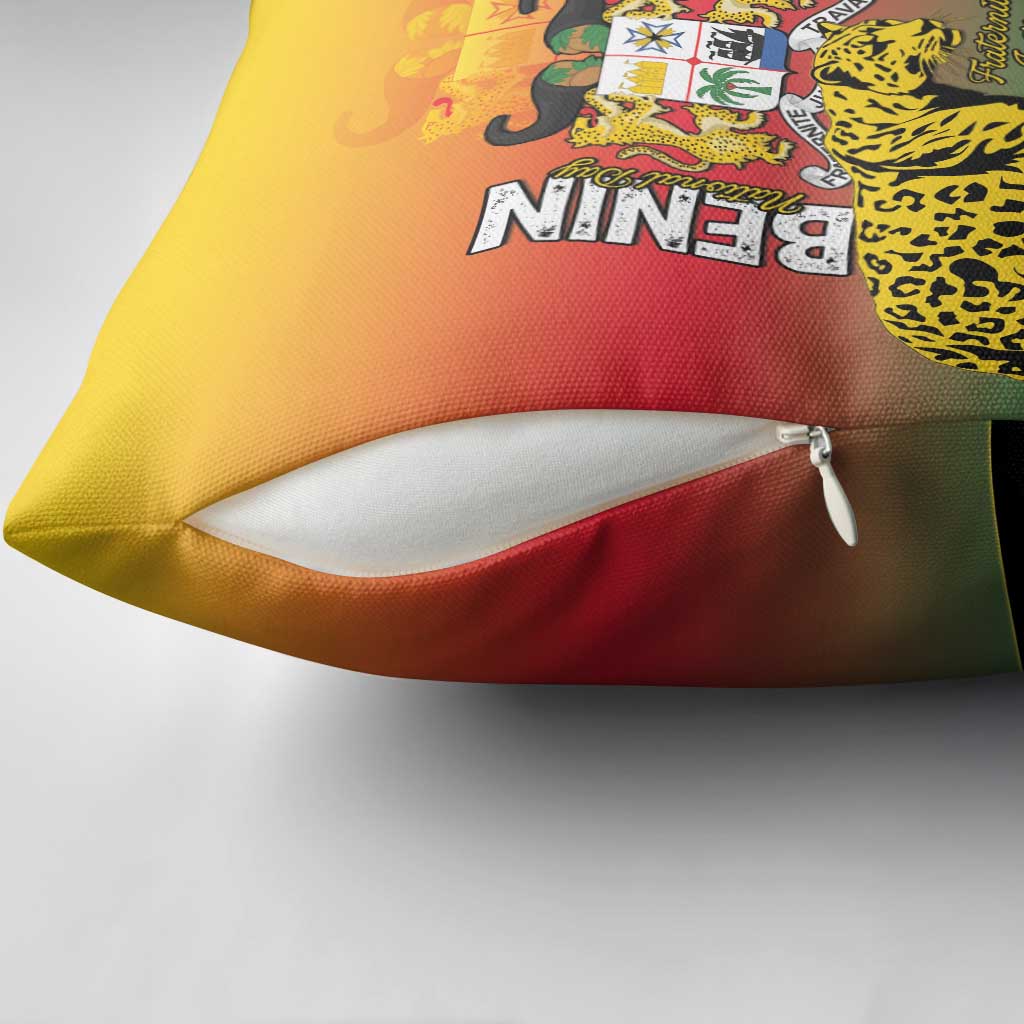 Benin National Day Pillow Cover Leopard With Coat Of Arms - Wonder Print Shop