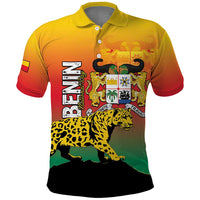 Personalized Benin National Day Polo Shirt Leopard With Coat Of Arms - Wonder Print Shop